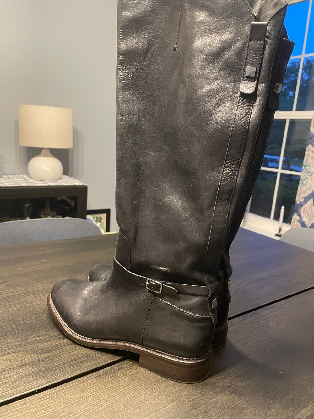 Franco Sarto Black Over-the-Knee Leather Riding Boots - Picture 3 of 11